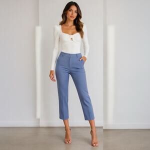 ASTR The Label White Ribbed Knit Twist Front Sweater Top Puff Sleeve M NWT